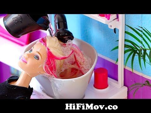 Barbie Girl Beauty Salon! How to care and style doll hair! Play Toys! from  with doll Watch Video 