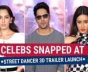 Varun Dhawan, Shraddha Kapoor and Nora Fatehi recently attended the grand trailer launch of their upcoming film Street Dancer 3D in the city. The rapport between the stars was evident as they posed for the shutterbugs. Watch the video for more.