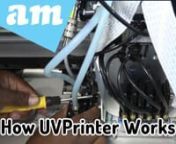 AM.CO.ZA has put together a video for you at home to give you an idea of how the UV Printer works and how the LED-UV Lamps give Instant drying. UV Printing is a type of digital printing that utilizes ultra violet lights to dry up the ink as it prints. In the process that the UV printer apportions ink on the outside part or uppermost layer of material used to print on has specialized UV lights that follow directly after. These lights cure or dry the ink at once. nnThere are a variety of ways to g