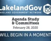 To search for an agenda item use CTRL+F (on PC) or Command+F (on MAC)ntPLAY video and click on the item start time example: ( 00:00:00 )ntntCopy and Paste in browser this Link to related Agenda:nthttp://www.lakelandgov.net/Portals/CityClerk/City%20Commission/Agendas/2020/03-02-20/03-02-20%20Agenda.pdfntntntClick on Read More Now (Below)ntn(00:02:30)tCall to OrderntntPRESENTATIONS - Central Stores Warehouse “Did You Know?” (Joyce Dias, Director of Risk ManagementAuthorizing and Providing fo