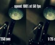 This is a short comparison between a shot with a 1/250 sec shutter speed and 1/25 sec, shot on HVX 201A (200A) with Letus Ultimate 35mm dof filmlook adapter. I used to shoot 50 frames per second. In the editing software I reduced the speed on 25% to make visible the different shutter speeds.nnIf you have a vimeo account you can dowload this file. You find it on the right side of your browser window under the advertisement for best quality.