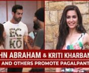 The cast of Pagalpanti arrived at the promotions for their movie. John Abraham looked handsome in a white tee and jeans. Urvashi Rautela opted for a neon pink one-sleeved crop top with a black skirt. Kriti Kharbanda opted for a multicoloured co-ordinated set. Pulkit Samrat, on the other hand, wore a neon green set consisting of cargo pants and a sweatshirt. Anil Kapoor opted for a grey tee with jeans and a denim jacket.