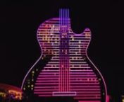 The world&#39;s first guitar-shaped hotel rocked its grand opening in Hollywood, FL - rising 450&#39; into the air with an integrated video lighting system DCL incorporated into the custom facade. The Seminole Hard Rock Hotel &amp; Casino is a 34-story destination masterpiece designed by Klai Juba Wald Architecture &amp; Interiors. Outfitted with nearly 30,000 linear feet of programmable LEDs provided by SACO that wrap the building and conform to contoured exterior. The vertical guitar strings on the bu
