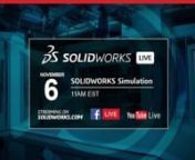 Join us live on November 6th, 2019 to explore the different simulation solutions for SOLIDWORKS® that provide an easy-to-use portfolio of analysis tools for predicting a product’s real-world physical behavior by virtually testing CAD models.nnIn this live stream event, we will explore the capabilities of Simulation solutions available on premise and on cloud. SOLIDWORKS Simulation, SOLIDWORKS Flow Simulation, SOLIDWORKS Plastics and Structural Prof