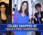 Bala held its first screening recently. The event was attended by Yami Gautam who plays a lead role in the movie. The Uri actress arrived in a blue dress. Ayushmann Khurrana&#39;s wife, Tahira Kashyap also arrived at the event to show support to her husband. She was dressed in a sporty look. Sanya Malhotra also attended the event dressed in a black spaghetti top with blue high waist jeans and a blazer jacket.