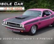 Dodge Muscle Cars came in a wide variety of crazy colors back in the day... come to think of it, they do now, too! This 1970 Dodge Challenger T/A is a great example of an awesome car in an over-the-top color. The Challenger T/A was the Trans Am race car for the street. It featured a beefed-up 340 V8 with a stronger block, special cam, free-breathing heads, and the super cool 6-Pack triple carb setup. The car had racy styling cues from bumper to bumper, and although they claimed 290 HP, these wer
