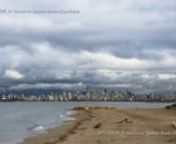 This hyperlapse sequence is a stunning reverse zoom shot of the Vancouver skyline as seen from Spanish Banks.The shot prominently features the entire downtown skyline, North shore mountains, a nearly deserted beach, and a solitary freight ship in English Bay. The shot is late afternoon with multi-layered highly dynamic cloudy skies . The date is January 9 2013 starting at 2:39pm and ending at 3:22pm, there are 160 original frames. The source is a Nikon D7000 with 18-200mm lens. Frame size is 4