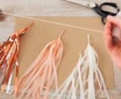 Tutorial for tissue paper tassels without a hot glue gun!nMake a tassel garland with bakers twine as a easy and wonderful decoration for any party, wedding, sweet table, candy buffet, for your home or as a gift.nnFind more information on my blog: www.garn-und-mehr.de/schere-garn-papier/nMusic: JS Zettel Acoustics