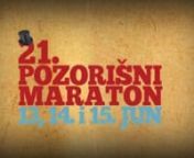 Narodno pozorište Sombor dvadeset prvu godinu za redom organizuje Pozorišni maraton kojim završava sezonu.nOve godine maraton će biti održan 13 - 15. juna. Kao i svih prethodnih i ove godine, somborsko pozorište tokom tri dana nudi izuzetno atraktivna i kvalitetna dešavanja.nnProgram 21. Pozorišnog maratonannSvečano otvaranje 21. maratonannčetvrtak, 13. jun 2013.nVelika scena, 20.00nIgor Štiksn- Elijahova Stolicanrežija: Boris LiješevićnJugoslovensko dramsko pozorište, Beogradnnč