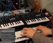 This video shows four Arturia MicroBrutes working as a four-voice polysynth.nnThe MicroBrutes are connected via MIDI to an Expert Sleepers ESX-8MD module, driven by the Expert Sleepers Silent Way software. Silent Way takes the polyphonic MIDI generated by the controller keyboard and distributes it between the MicroBrutes, so that each works as one voice of a polysynth.nnThis setup allows the Silent Way/ESX-8MD combination to replace a standalone polyphony distribution box. However there are many