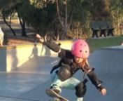 6 Year old girl Isabella Campbell skateboarding at Dunsborough Duny Bowl