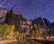 The rotating sky in timelapse motion. Time-exposure sequences display how stars are rotating around the north celestial pole, marked by the north star Polaris, a constant motion caused by the Earth rotation. From the beginning to end the scenes are filmed in the Alborz Mountains of Iran (the ancient tower), Mono Lake (California), La Palma (Canary Islands, the scene of night sky only), Yosemite National Park (California),Mt. Damavand in Iran (the spectacular snow-covered volcano), Lapland in n