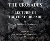 The disintegration of the Arab Empire and the arrival of the Seljuk Turks pave the way for the Crusades.Against all odds, the Crusading armies fight their way into Jerusalem. A lecture by Dr. William J. Neidinger.