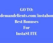 InstaSUITE Review Bonus - http://ondemandclients.com/instabonusnn10 more awesome bonuses when you purchase through my affiliate link!nnAll-in-One Marketing Platform - Landing Page Software, Membership Software, Blogging Platform, Email Autoresponder Software, Affiliate System Software, Support Ticketing System. nnAll the tools you need under one roof! A powerful feature-set to help you market smarter. There’s never been so much power in a single platform!nnFunnels Builder.nConstruct funnels, s