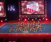 This is Cheer Station&#39;s Medium Senior Level 5 team, Flyers, competing at the NCA National Championship cheerleading competition at the Kay Bailey Hutchison Convention Center in Dallas, TX on 2/28/15. They were in 18th place out of 19 teams with a score of 90.85 after Day 1.They are from Austin, TX.