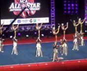 This is Woodlands Elite&#39;s International Open Coed Level 5 team, Commanders, competing at the NCA National Championship cheerleading competition at the Kay Bailey Hutchison Convention Center in Dallas, TX on 3/1/15. They were in 4th place out of 15 teams with a score of 97.43 after Day 2.They are from Oak Ridge North, TX.