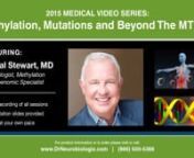 Methylation, Mutations and Beyond The MTHFR Video Series with Kendal Stewart, M.D. / Presentation Slides IncludednnNeurobiologix is proud to bring you Dr. Kendal Stewart&#39;s 2015 workshop in a 5 segment video series.Dr. Stewart is considered one of the top methylation and genomic experts of our time. He provides practitioners a deep overview on how to diagnose and treat methylation deficiencies and relevant genetic polymorphisms.nnTHIS WORKSHOP COVERED THE FOLLOWING:n-Changing the paradigm of co