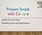 Topic: Present simple with coloursnLevel: ElementarynAge group: Kids and AdultsnSelf-practices link: https://quizlet.com/_6g1p9mnnRationale:nAccording to Crandall (1998), content-based learning activities are the most suitable for ESL (English as a Second Language) or EFL (English as a Foreign Language) learners. The content should be at the elementary level for topics such as animals, colours, numbers, and foods. This lesson is based on the concept which Crandall (1998) has stated. In addition