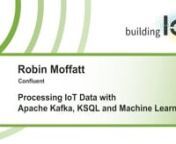 IoT devices generate large amounts of data that must be continuously processed and analyzed. Apache Kafka is a highly scalable open source streaming platform for reading, storing, processing and forwarding large amounts of data from thousands of IoT devices. KSQL is an open source streaming SQL engine based natively on Apache Kafka to enable stream processing for everyone using simple SQL commands.nnThis talk shows with a scenario from the health care sector how Kafka and KSQL can help to contin