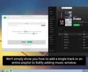 The tutorial shows you how to remove DRM from Spotify music and convert DRM-ed Spotify music to MP3 with Sidify Music Converter for Spotify (Windows version)nnLearn more details about this product through: https://www.sidify.com/