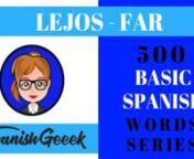 Hi Spanishgeeeks! My name is Aurora and I will be your instructor. nFrom our 500 basic words series in this video we are taking a closer look at the word “lejos” in SpanishnLejos is an adverb nLejos means far in English. n nHere are some examples:nnExample number 1nnLa escuela queda demasiado lejos para ir caminando nnThe school is too far to walknnExample number 2: nnEs posible contemplar la ciudad de lejosnnThe city can be contemplated from afarn nExample 3nnLa navidad ya no está ta