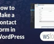 In this tutorial we show you how to create a Contact Form in WordPress using the free version of WS Form.nnAfter you have created a form, you&#39;ll want to publish it and add it your website using a Gutenberg Block or visual builder such as Beaver Builder, Divi or Elementor. Learn how here: https://wsform.com/knowledgebase_cate...nnLearn more about WS Form: https://wsform.com/nnDownload the free edition of WS Form: https://wordpress.org/plugins/ws-form/nnTry a demo of WS Form PRO: https://wsform.co