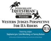 This insightful webinar hosted by the Interscholastic Equestrian Association (IEA) features western judges STEPHANIE LYNN, CARLA WENNBERG, and IEA Western Zone Administrator and Judge, TAMMY BRAHAM.Tune in to hear specifics on what judges are looking for in the Western IEA Show pen, what a great reining or horsemanship pattern should look like, and tips on making a great first impression.nnFor more information on IEA, visit www.rideiea.org