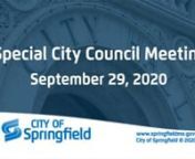 Special City Council Meeting - September 29, 2020 from 29 september 2020