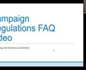 The 2020-2021 Nominating and Elections Committee goes over Frequently Asked Questions (FAQs) regarding campaign regulations.