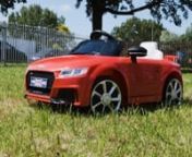 The Audi TTRS 12V Ride On Car for kids is really popular because it looks so lifelike and the styling and lines are so similar to the real thing. Available from https://riiroo.com.You will find the full promotional video and links to the product in the description below. RESOURCES &amp; LINKS: ____________________________________________ For more info on this car, visit http://bit.ly/AudiTTRideOnCars Our ride on cars - https://riiroo.com/collections/ride-on-cars-and-jeeps Our ride on motorbikes