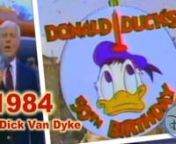 According to our host, Dick Van Dyke, during this 1 hour special we will see how the world is celebrating the 50th Birthday of the American Hero. Donald Duck’s 50th Birthday aired on CBS during the Magical World of Disney November 13, 1984.To celebrate the 50th anniversary of Donald Duck who first appeared in the Walt Disney Short The Wise Little Hen in 1934.nWe get to see Donald in both animated and live form with Dick Van Dyke along with Ed Asner, C3Po and R2D2, Bruce Jenner, Clorise Lea