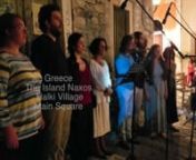 Presented as part of the late August 2017 Modern Music Summer Meetings, in the small high village of Halki, in/on the Greek Island Naxos. nPerformers: participants of the ALEA III 2017 Summer Meetings (closer to the lens to further away):nKristina Kalogeras (double bass).nPanagiotis Zacharakis (flute)nEirini Ntelezou (principal voice, piano)nNineta Logotheti (dentist - photography - piano, voice)nAlexandros Tsimekas (traditional clarinet and coach)nGiannos Stamoulis (saxophone)nKaterina Drom