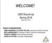 This session features presentations from ASERL libraries that have undertaken new activities to support Open Educational Resources (OERs) as part of their goals for improving the affordability of higher education.nnAmie Freeman and Tucker Taylor describe the efforts initiated by the University of South Carolina Libraries to propel the OER movement forward on campus. They detail their involvement in faculty and administrative outreach and the development and implementation of several affordable l