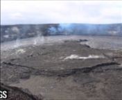 U.S. Geological SurveynThis time-lapse video from 7:30 p.m. April 25 to 7:30 p.m. April 26, 2018 shows Halema‘uma‘u lava lake producing intermittent overflows onto the crater floor. The largest of these flows was from approximately 6:15 a.m. to 10:30 a.m. on April 26 and covered about 90 acres (2/3) of the crater floor. Video by U.S. Geological Survey