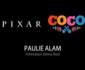 Last summer I was very fortunate to be a part of Pixar Animation Interns.nThese are some of the shots I did during the internship!n(For Coco, I only did the crowds. The grayed out ones are only for shot continuation)nnSully&#39;s walk reference was helped by Teresa Falcone.nSome of Coco crowds reference was helped by all the interns.nnShout out to my amazing instructors Ally and Patty, and mentor Claudio de Oliveira!nAnd fantastic fellow intern friends: Ere, Teresa, Hikari, Aviv, Jen, Theresa and Ma