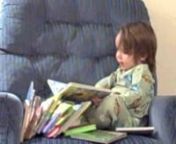 I caught Elijah right at the end of this. He gathered all the books he could find in the living room up into the recliner. Then sat there are read. It was awesome. Right here at the end you hear him talking about Curious George liking Bananas and cake?