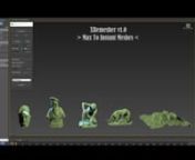 This tool was created to retopologize meshes inside 3ds Max in a fast and straightforward way.nIt makes use of the Instant Meshes Library : http://igl.ethz.ch/projects/instant-meshes/nIt will be able to remesh complex and heavy meshes in a short amount of time. nnYou have the choice to remesh your object as Tris or Quads meshes.nYou can define the desired
