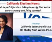 California&#39;s secretary of state, Dr. Shirley Weber, explains in detail why the California elections are safen In this last election episode of News Too Real, show host, Julia Dudley Najieb discusses the misleading headlines regarding the 105,000+ ballots challenged this past June primary election in California.Voters can easily be misled by a narrativein a headline that can be lacking other pertinent information.n California&#39;s secretary of state, Dr. Shirley N. Weber, explains in d