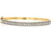 https://www.ross-simons.com/926831.htmlnnYoull love our glimmering diamond bangle! In polished 18kt yellow gold over sterling silver, it flashes and flickers with three rows of round diamonds, totaling .75 carats. Wear it to the office or to date night. Double-latch safety. Box clasp, diamond bangle bracelet.