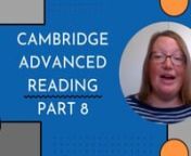 Cambridge English: Advanced C1 Reading and Use of English Part 8nnFree 7 Day Advanced course: nhttps://elearning.homestudies.ch/courses/free-advanced-elearning-course/nn1-1 Private Online English: Advanced Lessons:nhttps://homestudies.ch/englischkurse/cambridge-vorbereitungskurse-pet-fce-cae-cpe/cae-kurs-advanced-certificate-kurs/nnComplete article:nhttps://elearning.homestudies.ch/mastering-the-multiple-matching-advanced-reading-and-use-of-english-part-8/nnFree CAE Advanced Vocabulary List:nhtt