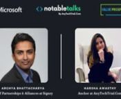#signzy #ai #digitaltransformation nBook a discovery call with Signzy: https://calendly.com/anytechtrial/signzynnMicrosoft ISV Series &#124; Powered by: Microsoft &#124; Co-presented by: Value Prospect ConsultingnnNotableTalks with Arghya Bhattacharya, Vice President of Partnerships and Alliances at Signzy, a market-leading platform that is redefining the speed, accuracy, and experience of how financial institutions are on-boarding customers and businesses - using the digital medium.nn- What is a digital