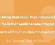 What Does Why Does Italian Food Have Tomatoes Do?nnnAnd, as conquerors tend to do, they all left behind pieces of themselves. Their customs, tastes, and culinary skills were assimilated into Italian life. Arab Muslims had dominion over Sicily more than once and at one time ruled for about 250 years. During their reign, they introduced foods that would become integral parts of Italian cuisine, most notably rice, lemons, and artichokes.nnnPope Clement VIII proclaimed,