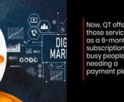 QT Business Solutions is now offering a subscription plan for busy clients needing a payment plan. Go from having a great business idea to getting funded with the six month plan. Also good for existing businesses looking to expand.