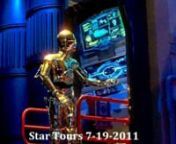 Pre-showTelevision monitors show C-3PO, who has been assigned to maintenance on the StarSpeeder that guests are about to board, is inadvertently trapped in the cockpit. Following this, Ally San San presents an instruction video (reminiscent of the original) to the guests on how to fasten their seat belts and where to place their belongings followed by the Disney Parks daily safety spiel in English and Spanish. Once the doors to the Starspeeder 1000 open, guests enter one of several ride simulato