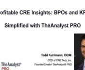 In this training session, we will focus on using TheAnalyst PRO to perform Price Analysis, a crucial step in determining a Broker Price Opinion (BPO) that reflects the true market value of your commercial property. We will provide you with a step-by-step walkthrough, ensuring you gain a comprehensive understanding of this essential aspect of the CRE industry.nnBut that&#39;s not all! We will also delve into the top key performance indicators (KPIs) that every savvy real estate investor should be wel