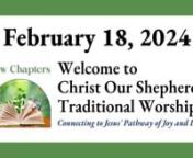 New Chapters: New Chapters in Vocationnn#christourshepherd #fritzwiese #miriambeecher #larrypeterson #chrisjohns #liveworship #onlinechurch #churchonline #lent #traditional #COSnn—— Worship Guide —— nhttps://coslutheran.org/wp-content/uploads/2024/02/2024.02.18.Lent-1.final_.v1.2.pdfnn—— Our Mission ——nConnecting to Jesus&#39; Pathway of Joy and Life nn—— Our Vision —— nOur Vision is to create an open community, welcoming, encouraging, and equipping all to grow and make a