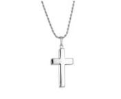 https://www.ross-simons.com/838189.htmlnnFor the religious man: express your faith and belief in this tasteful cross pendant necklace. Classically polished and squared off for a more modern feel. Suspends from a rope chain with a lobster clasp. Sterling silver pendant necklace.