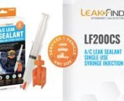 Watch how to connect and inject the AC leak sealant in 3 easy steps! Extend the service life of the AC system with LeakFinder LF200CS AC Leak Sealant! Find and seal pinhole leaks in accumulator/receivers, evaporators, condensers, O-rings, hoses and more. Prevent new leaks from developing and provide ongoing sealing protection.nnThe patented DUAL-ADAPTER can connect to either R-134a or R-1234yf systems and is compatible with electrically-driven AC compressors used in hybrid/electric vehicles.
