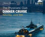 Register Here: https://www.eventbrite.com/e/empro-physicians-club-dinner-cruise-tickets-632903550557nnEmPRO Insurance&#39;s Physicians&#39; Club invites you to a celebratory evening aboard The Bateaux New York, Manhattan&#39;s only all-glass vessel. Join us a﻿s we honor our community for their hard work and commitment over the past few years. Meet and mingle with colleagues in-person that you may have only met virtually.nnThe evening includes a seated, three-course dinner; full open-bar; jazz ensemble; an