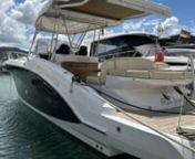 This Sessa Key Largo 34 IB with huge aft platform is powered by two 320hp inboard Volvo V8 petrol engines with only 125 engine hours on the counter. Not only has she been carefully used by her first owner from new, she is also fitted out with a host of extras to make your stay on board even more convenient. All spaces on board, from stern to bow, have been optimally used. Whether you are sitting in the inviting cockpit with teak kitchen unit complete with sink, fridge and ice-maker or lying on o